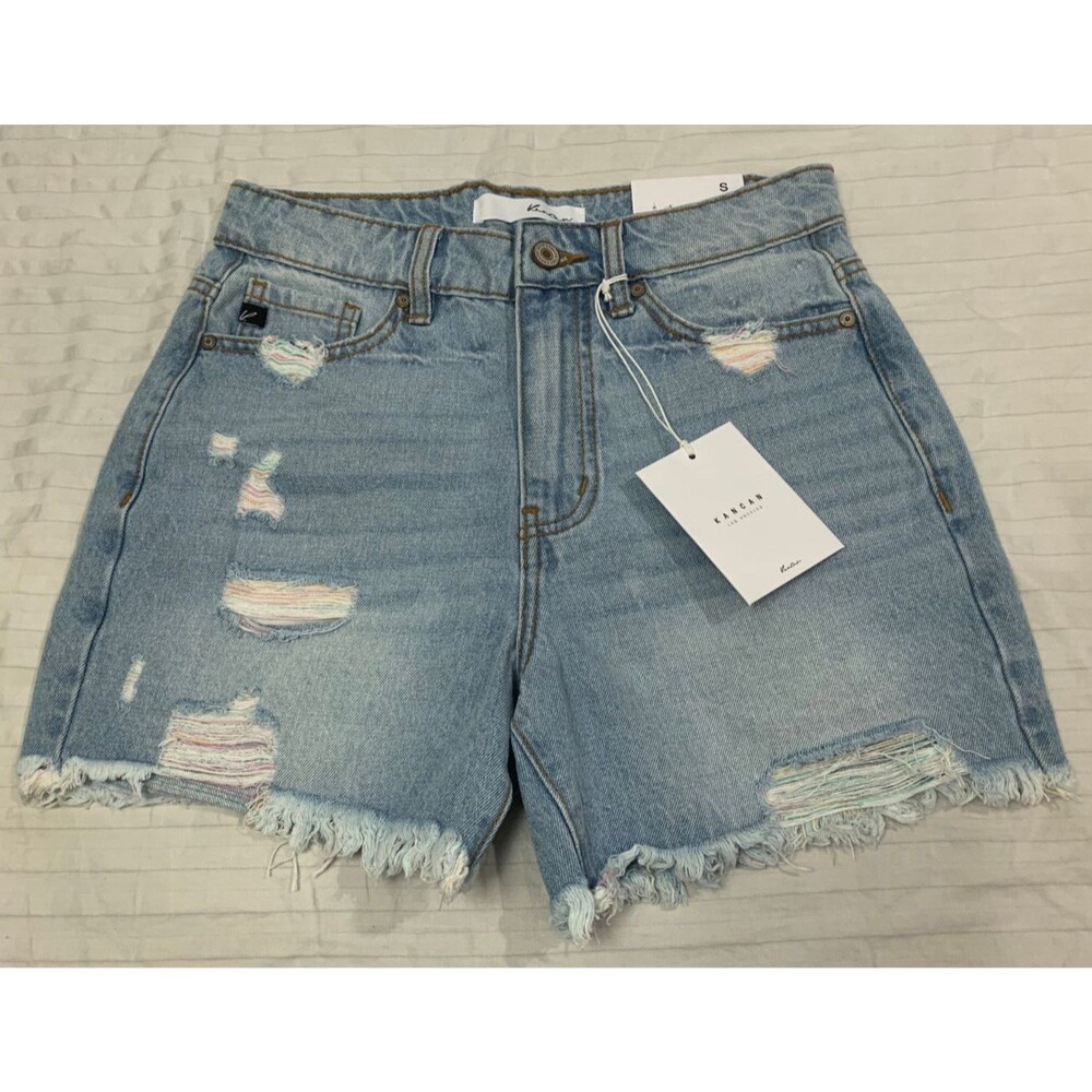 NWT KANCAN LOS ANGELES WOMENS HIGH RISE JEANS DISTRESSED SHORTS SIZE S